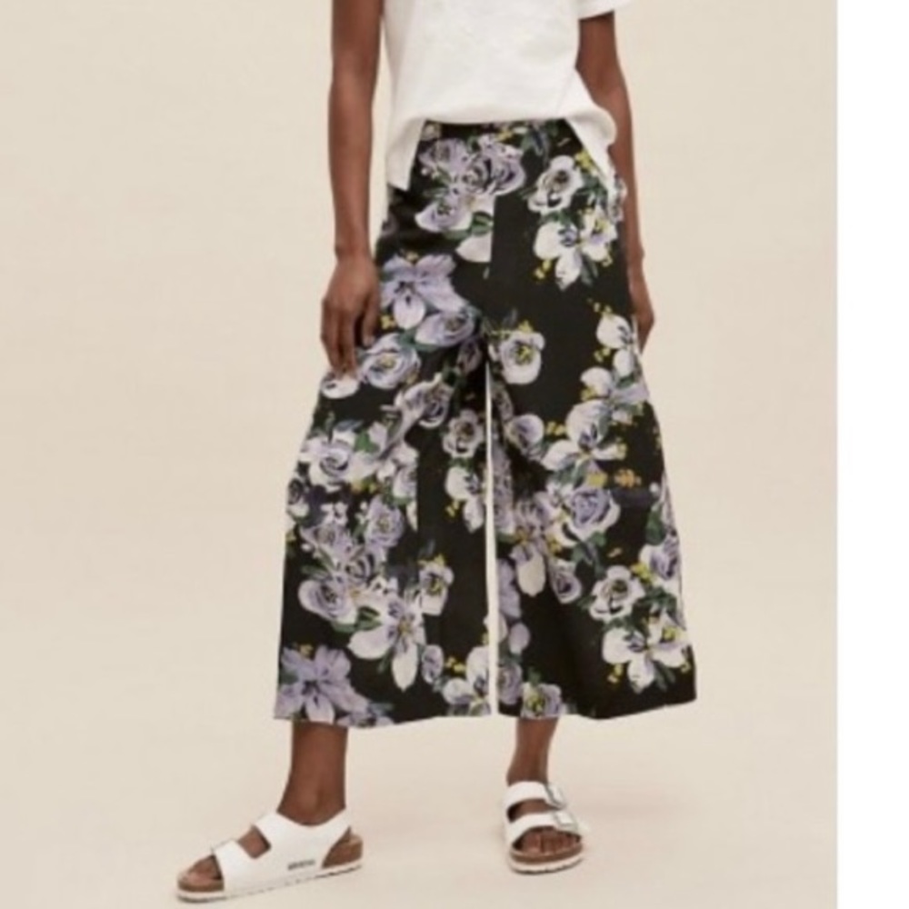 Alice Archer Anthropologie Zandy Floral Print Wide Leg Trousers Pants sz8